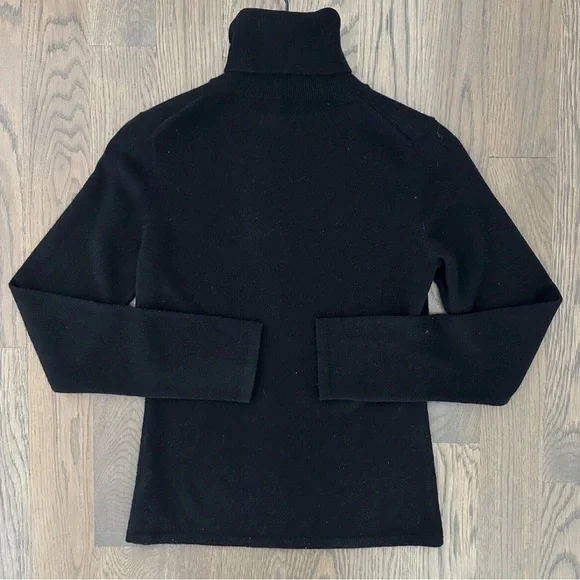 Women's TSE cashmere sweater black turtle neck long sleeves M - Picture 6 of 10